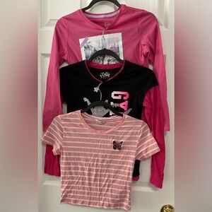 Lot of 3 Pink and Black Kids Shirts